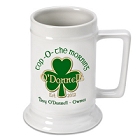 Personalized 16 oz. Top O the Morning German Beer Steins