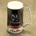 Personalized Irish Shamrock Glass Beer Mugs