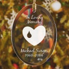 Forever In Our Hearts Memorial Personalized Oval Glass Christmas Tree Ornaments