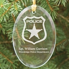 Engraved Police Officer Glass Oval Christmas Tree Ornaments