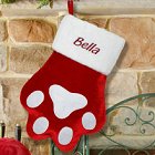Embroidered Red Paw Personalized Christmas Stockings