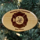 Engraved Fire Department Wooden Oval Christmas Tree Ornaments